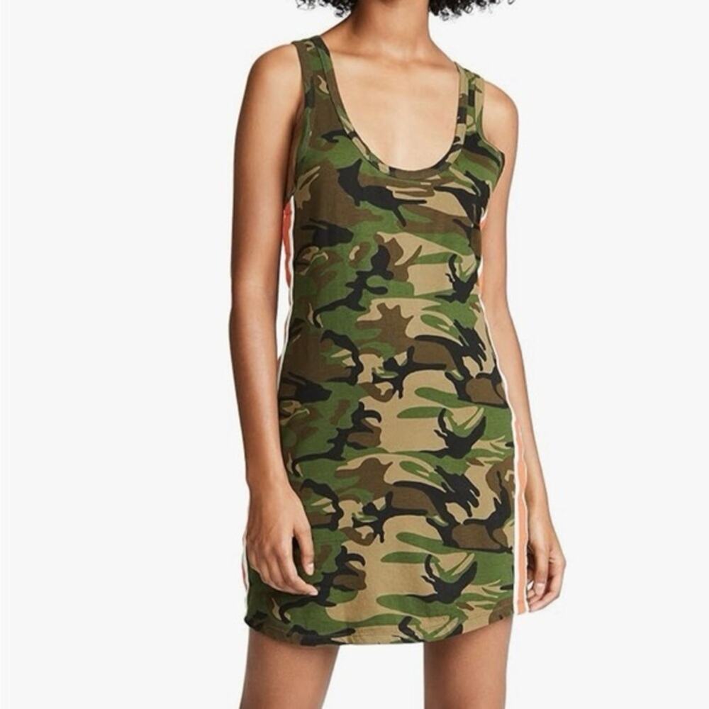 Pam & Gela Camo Print Side Stripe Stretch Mini Dress Size Small